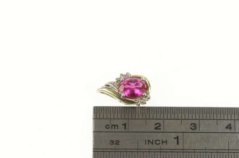 Sterling Silver 14K Gold Sim. Ruby Diamond Accent Statement Pendant