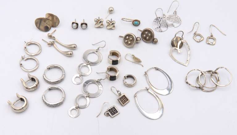 Group Lot of Vintage 925 Sterling Silver Earrings