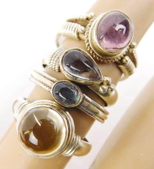 4 Sterling Silver Gemstone Rings