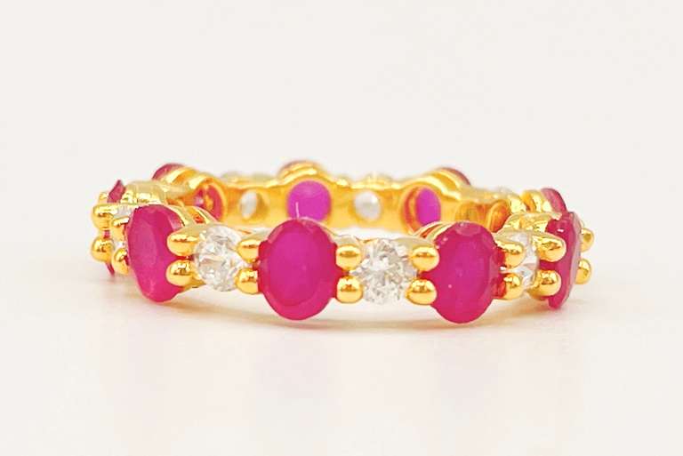 Beautiful Ruby & White Sapphire Eternity Band Ring