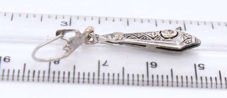 Antique 12kt White Gold Diamond Dangle Earrings