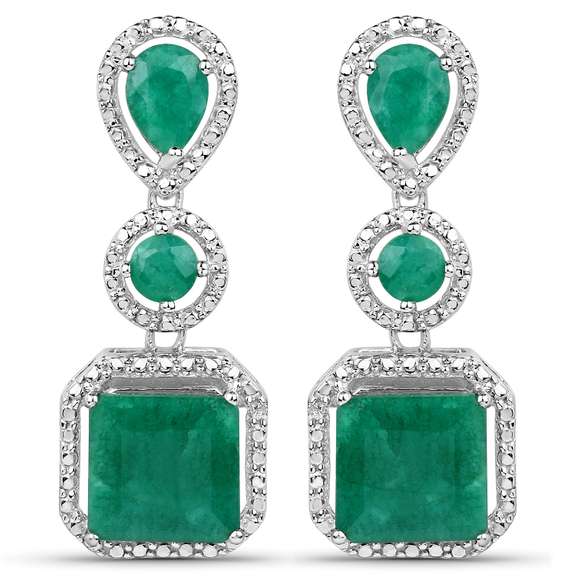 Gorgeous 7.5 Cttw Natural Emerald Earrings