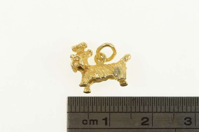 14K Yellow Gold 3D Dog Terrier Puppy Animal Pet Charm/Pendant