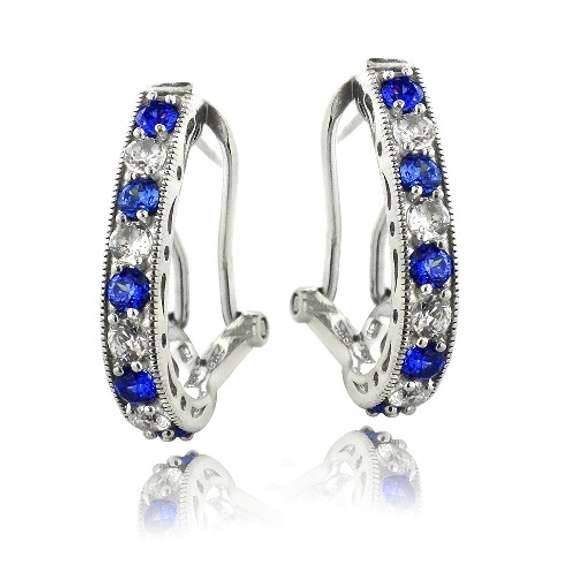 Created Blue & White Sapphire Earrings
