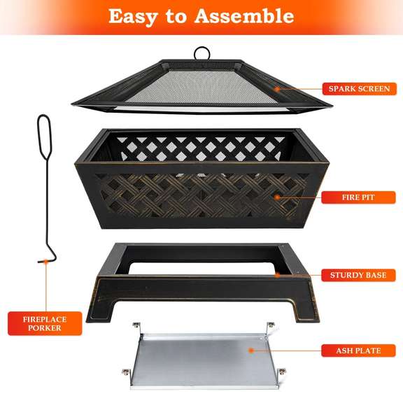 34 Inch Fire Pits Large Wood Burning Deep Steel