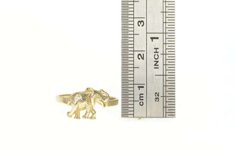 10K Yellow Gold Elephant Strength Symbol Animal Ring