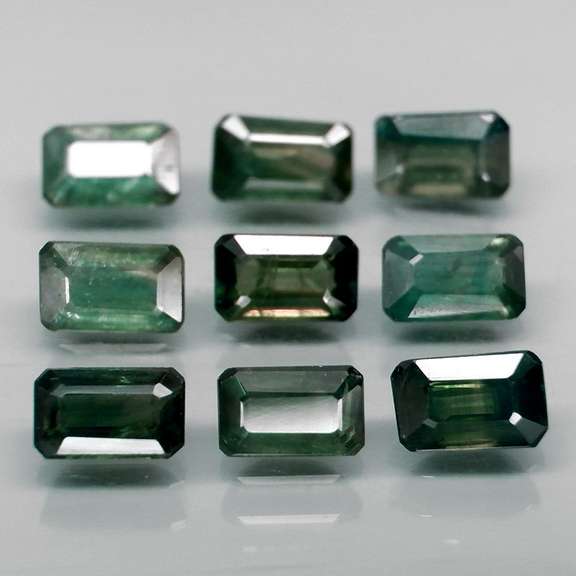 Rich 3.98ct 9 piece green Sapphire set -heated only!