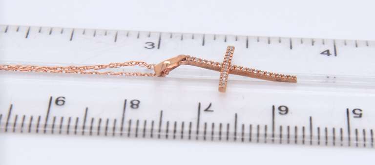 Sparkling Rose Gold Diamond Cross Pendant on Chain