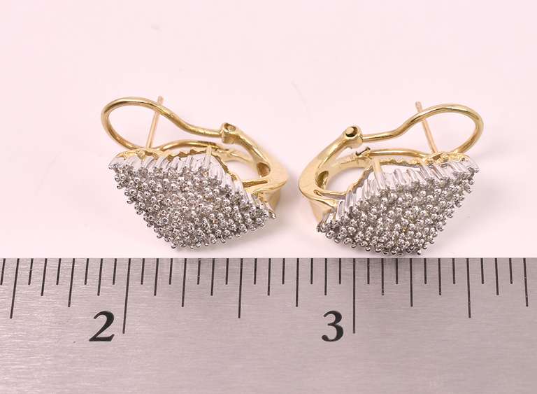Captivating Diamond Cluster Earrings in Two Tone Yellow Gold