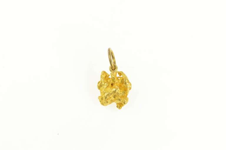 24K Yellow Gold Textured Raw Abstract Nugget Cluster Charm/Pendant