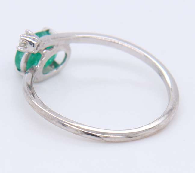 Favorite White Gold Oval Emerald and Diamond open Ring