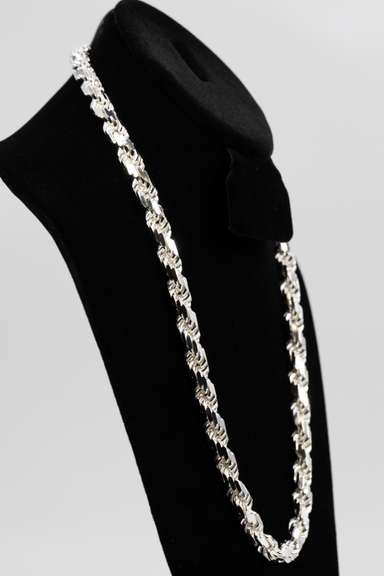 Sterling Silver Heavy Diamond-Cut Rope Chain 9.7mm Solid 925 Italy New Men's Necklace 22"