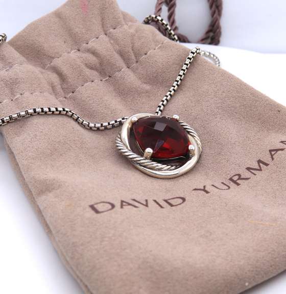 David Yurman Infinity Garnet Pendant on Chain