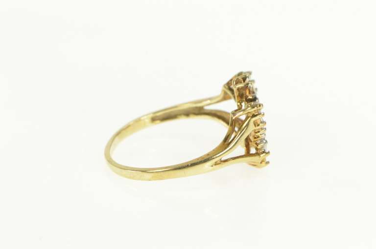 10K Yellow Gold Diamond Encrusted Butterfly Vintage Statement Ring