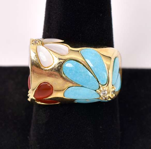 Multi-gem Vermeil/ Gold Over Sterling Ring