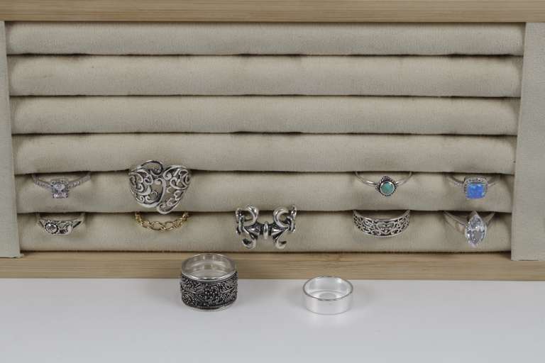 Sterling Silver Curated Ring Assortment Various Sizes & Styles (10 Ring Lot)