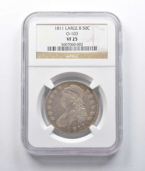 VF25 1811 Capped Bust Half Dollar O-103 Large 8 NGC