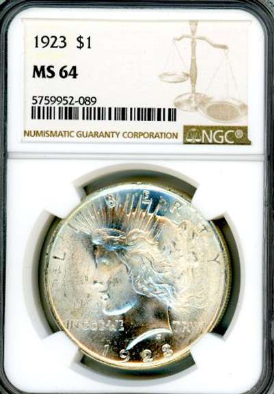 1923 Peace Silver Dollar in NGC MS64