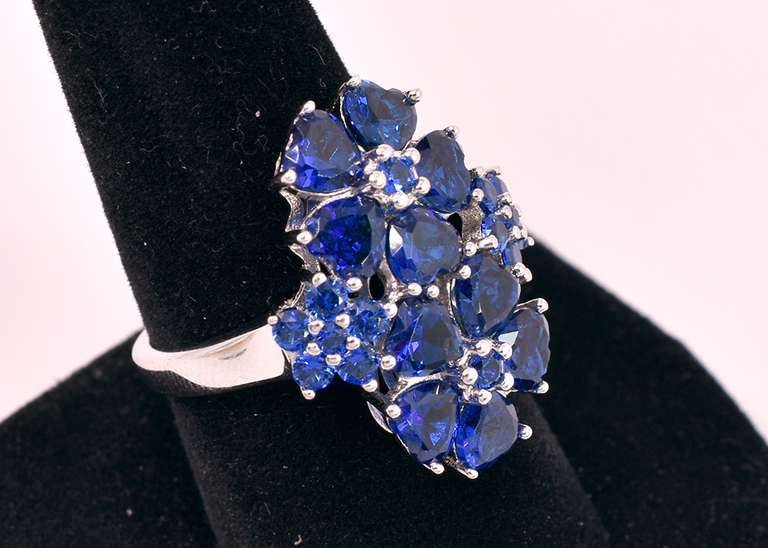 Sterling Silver Spinel Flower Cocktail Ring, Sterling
