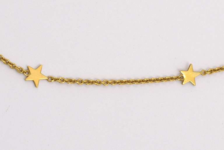 Sweet 14k Cable Link Necklace with Stars