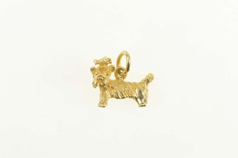 14K Yellow Gold 3D Dog Terrier Puppy Animal Pet Charm/Pendant