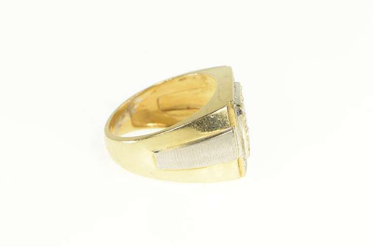 14K Yellow Gold 1.25 Ctw Men's Diamond Squared Halo Cluster Ring