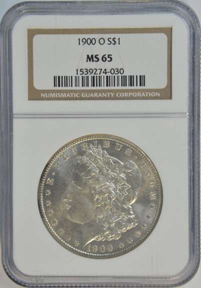 Super Gem BU 1900-O Morgan Silver Dollar. NGC MS65