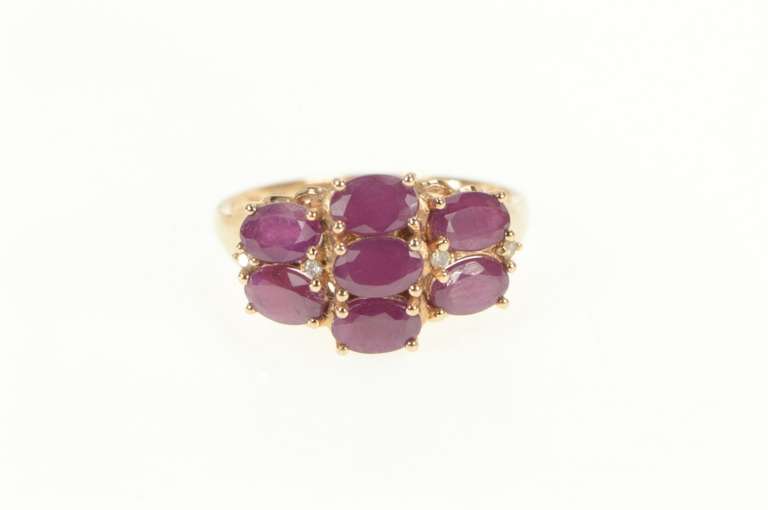14K Rose Gold 4.06 Ctw Oval Ruby Diamond Cluster Statement Ring