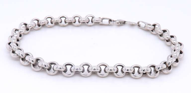 Strong White Gold Rolo Link Bracelet