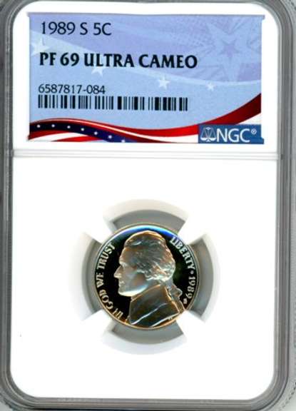 1989-S Jefferson Nickel in NGC PF69 Ultra Cameo