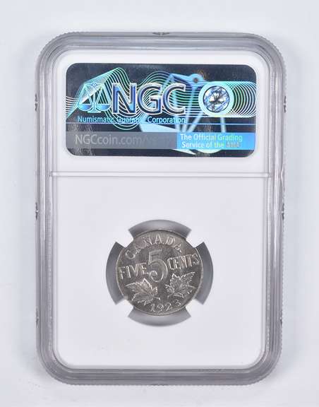 AU58 1923 Canada 5 Cents NGC