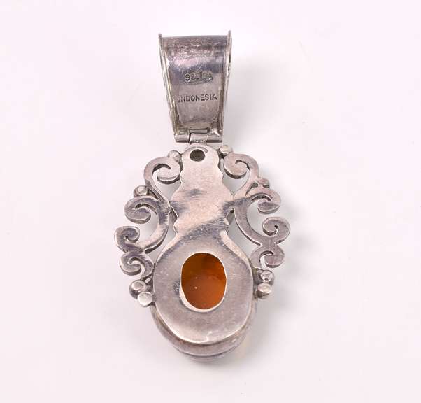 Amber Set in Sterling Pendant