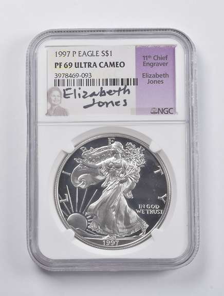 PF69 UCAM 1997-P American Silver Eagle Signed Jones NGC