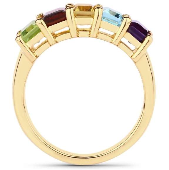 Dazzling 14 Kt Gold Plated 5 Piece Natural Mixed Gemstone Ring