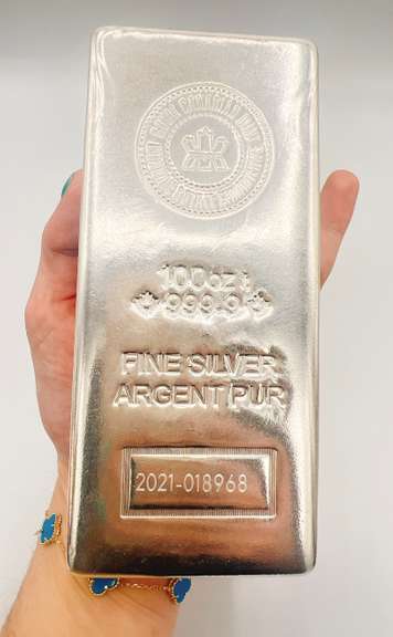 100 oz Fine Silver Bar- 999.9 ARGENT PUR