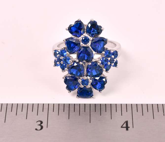 Sterling Silver Spinel Flower Cocktail Ring, Sterling