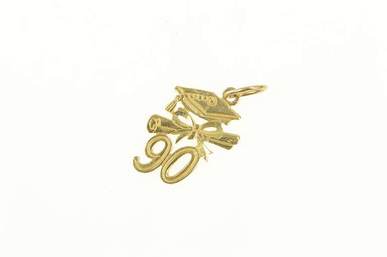 14K Yellow Gold Diamond Cut '90 Class of 1990 Graduation Charm/Pendant