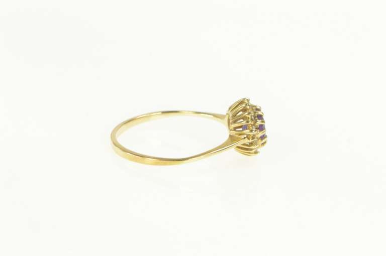 14K Yellow Gold Heart Amethyst Diamond Halo Classic Vintage Ring