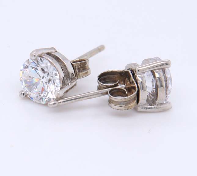 Lot of 3 Vintage 925 Sterling Silver Cubic Zirconia Earrings