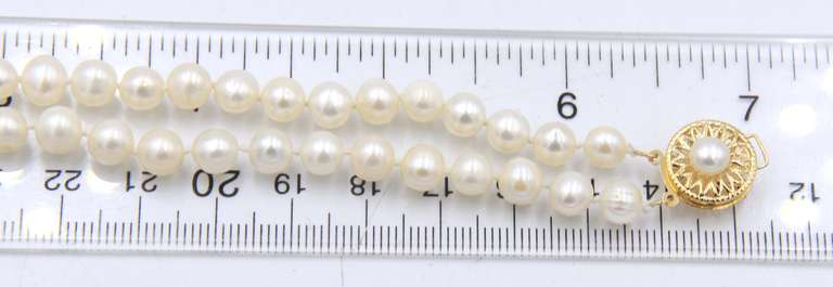 Elegant 6.5mm 2 Row White Fresh Water Pearl Necklace