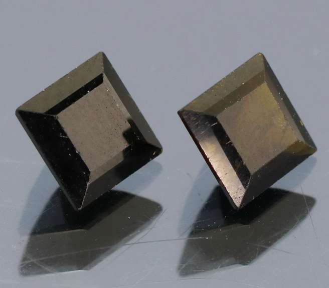 Princess cut 2.12ct olive green Tourmaline pair