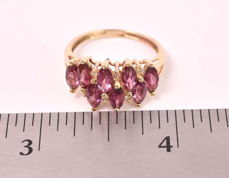 Precious Pink Tourmaline and Diamond Ring in 14k Yellow Gold