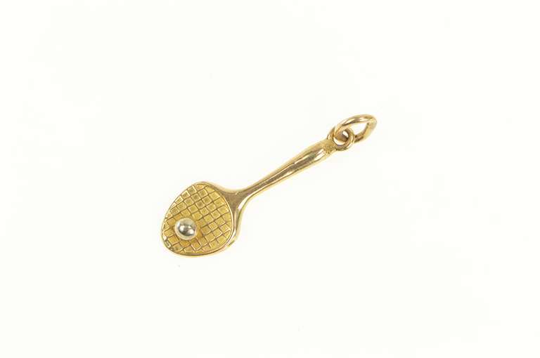 14K Yellow Gold Two Tone Tennis Racquet Racket Badminton Charm/Pendant