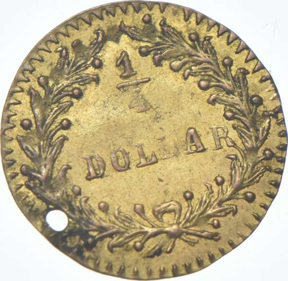 1881 Indian Head California Gold Quarter Dollar Round