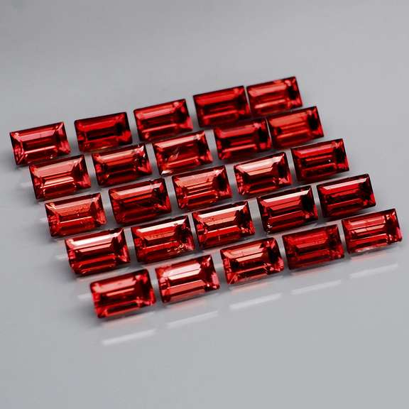 Nice 8.16ct baguette cut cherry red Garnet set