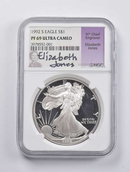 PF69 UCAM 1992-S American Silver Eagle Signed Jones NGC