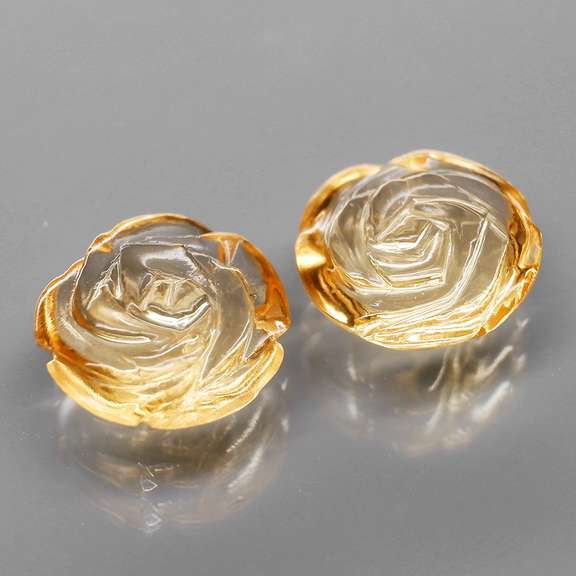 Translucent! 3.21ct champagne Citrine flower carvings