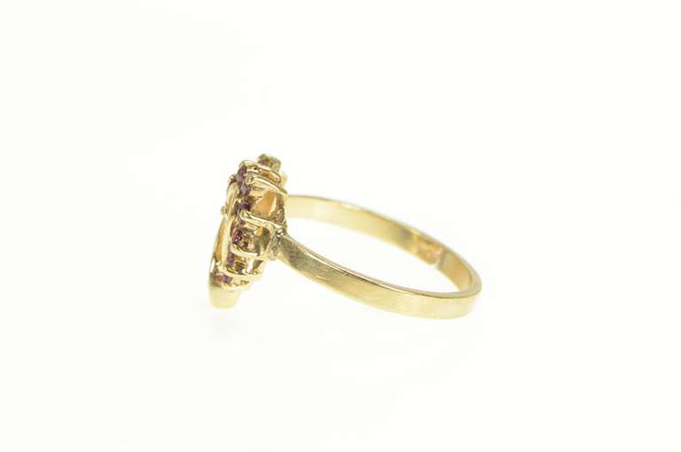 10K Yellow Gold Ruby Diamond Curvy Heart Love Symbol Ring