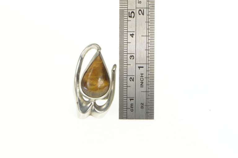 Sterling Silver Pear Tiger's Eye Cabochon Taxco Ring