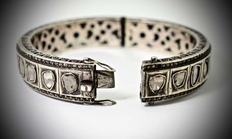 Impressive Sterling and Diamond Bangle Bracelet